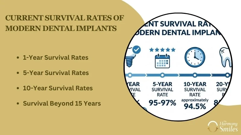 Current Survival Rates of Modern Dental Implants